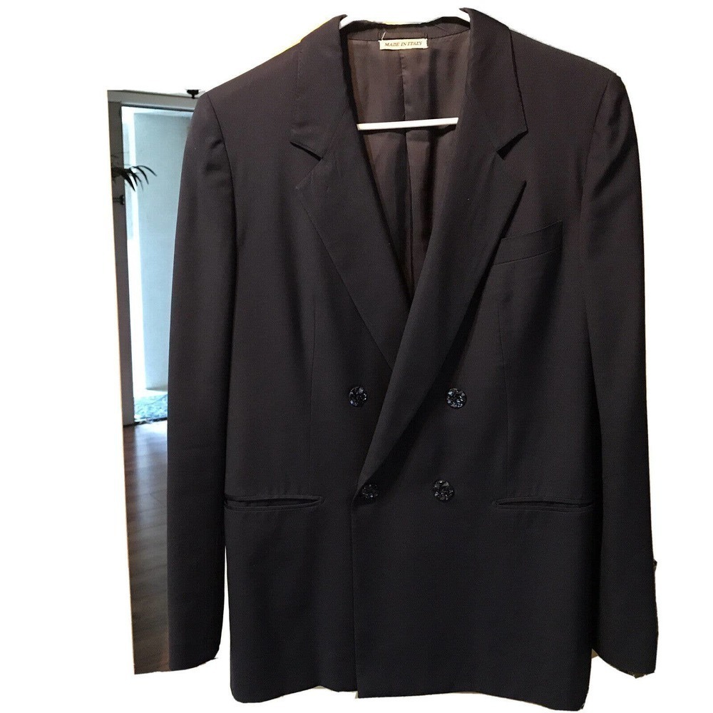Italian ￼Jacket Double Breasted Navy Wool/Cashmere Pre-owned